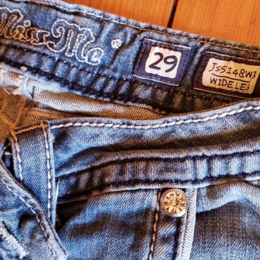 Miss Me Blue Denim Wide Leg Jeans - Picture 4 of 13